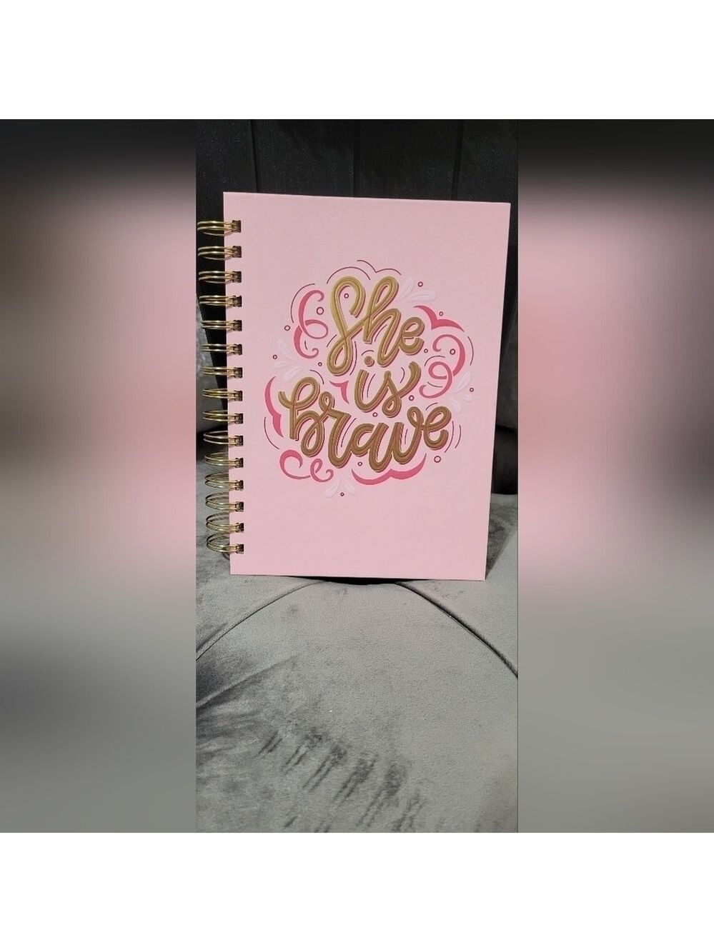 She is Brave Pink Wirebound Journal
